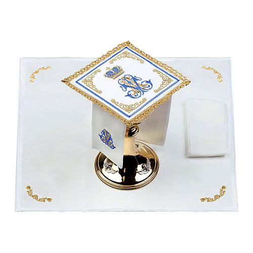 Altar linens set 100% linen Marian Crown 2