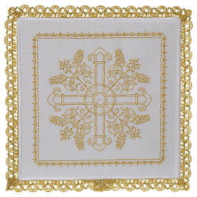 Altar linen set 100% linen with cross and wheat
