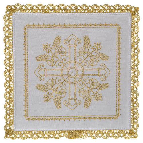 Altar linen set 100% linen with cross and wheat 1