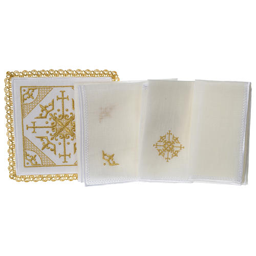 Altar linens set 100% linen Crosses embroidered 3