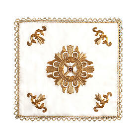 Hand-embroidered silk cotton chalice veil by Gamma