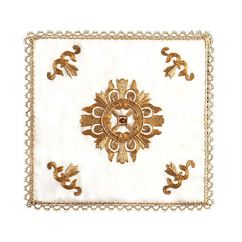 Hand-embroidered silk cotton chalice veil by Gamma 1