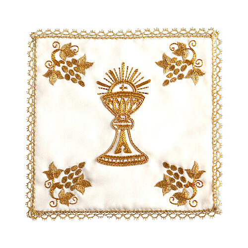 Seiden-Baumwoll-Deckel BESTICKT VON HAND Kelch und Hostie Gamma 1