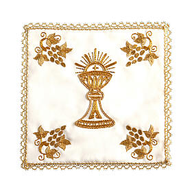 HAND-EMBROIDERED cotton silk pall with chalice and host by Gamma