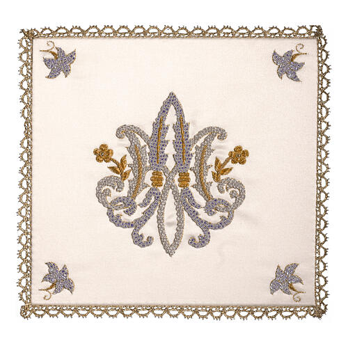 Hand-embroidered cotton silk chalice veil with Marian symbol by Gamma 1