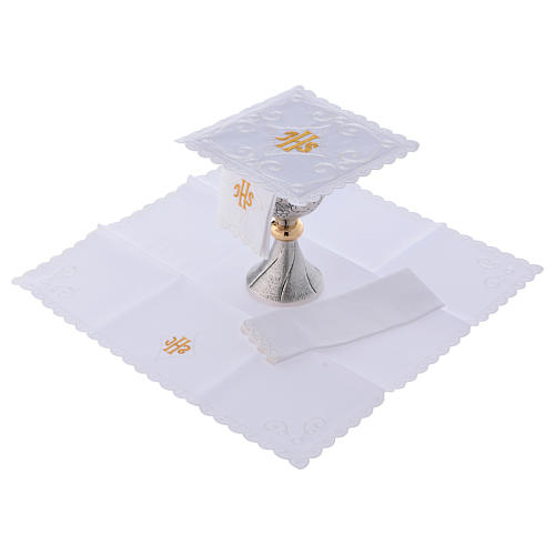 Altar linens set with gold IHS grapes and wheat embroidery 2