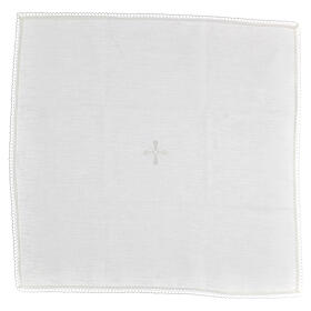 Corporal white 100% linen with white embroidery Gamma