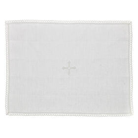 White purificator, 100% linen, white embroidery Gamma