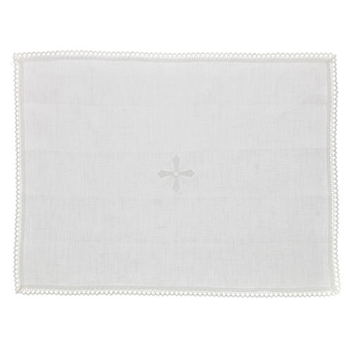 White purificator, 100% linen, white embroidery Gamma 1