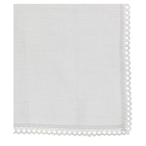 White purificator, 100% linen, white embroidery Gamma 3