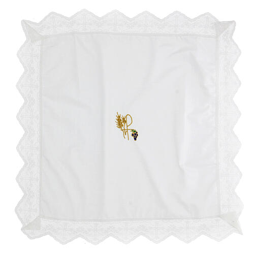 Altar set with Chi-Rho, grapes and wheat embroidering 100% cotton 3
