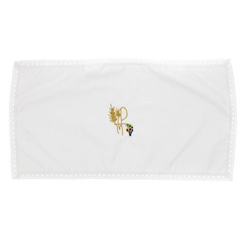 Altar set with Chi-Rho, grapes and wheat embroidering 100% cotton 5