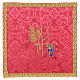 Chalice veil (pall) with Xp, wheat and grapes embroidery on red jacquard fabric s1