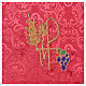 Chalice veil (pall) with Xp, wheat and grapes embroidery on red jacquard fabric s2