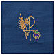 Chalice veil (pall) with Xp, wheat and grapes embroidery on blue fabric s2