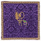 Chalice veil (pall) with Xp, wheat and grapes embroidery on purple jacquard fabric s1