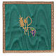 Chalice veil (pall) with Xp, wheat and grapes embroidery on green fabric s1