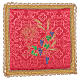 Chalice veil (pall) with chalice and grapes embroidery on red damask fabric s1
