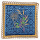 Chalice veil (pall) with chalice and grapes embroidery on blue damask fabric s1