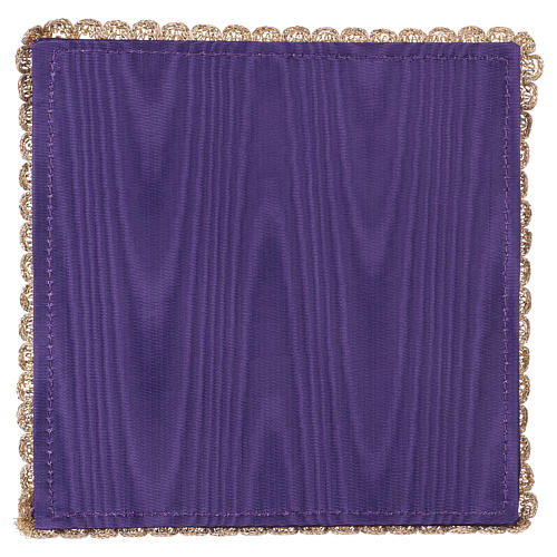 Chalice veil (pall) with chalice and grapes embroidery on purple satin 3