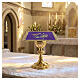 Chalice veil (pall) with chalice and grapes embroidery on purple satin s2