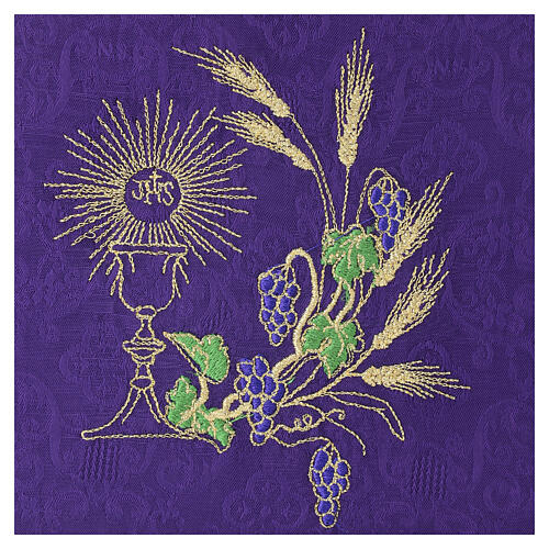 Palla copricalice raso viola con calice e uva 3