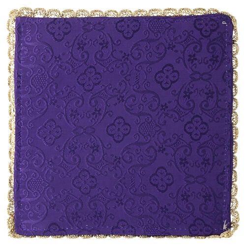 Chalice pall with chalice and grapes embroidery, purple fabric 4