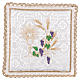 Chalice veil (pall) with chalice and grapes embroidery on white damask fabric s1