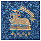 Chalice veil (pall) with lamb embroidery on blue damask fabric s2