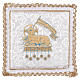 Chalice veil (pall) with lamb embroidery on white damask fabric s1