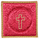 Palla, verstärkt, roter Stoff mit Damaskmusterung, Stickerei Kreuz s1