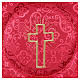 Chalice veil (pall) with cross embroidery on red damask fabric s2