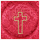 Nakrycie na kielich usztywniane, z haftem krzyża na czerwonej tkaninie adamaszkowej s2