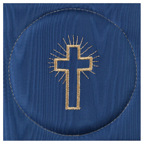 Palla, verstärkt, blauer Satin-Stoff, Stickerei Kreuz 2