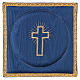 Chalice veil (pall) with cross embroidery on blue satin s1