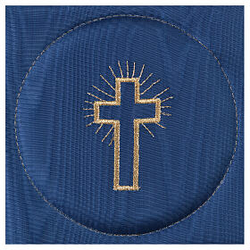 Palka nakrycie na kielich satyna niebieska z krzyżem