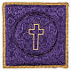 Chalice veil (pall) with cross embroidery on purple damask fabric s1