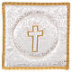 Chalice veil (pall) with cross embroidery on white damask fabric s1
