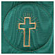 Chalice veil (pall) with cross embroidery on green brocade s2