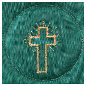 Nakrycie na kielich z krzyżem na satynie, zielony kolor