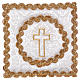 Palla, verstärkt, weißer Stoff mit Damaskmusterung, Stickerei Kreuz, Zierband s1