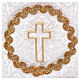 Chalice veil (pall) with cross and embroidery, white damask fabric s2