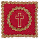 Chalice veil (pall) with golden cross, red flocked fabric s1