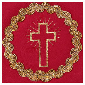 Nakrycie na kielich, wizerunek krzyża, tkanina flokowana czerwona