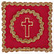 Nakrycie na kielich, wizerunek krzyża, tkanina flokowana czerwona s1