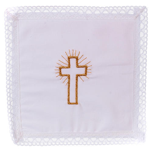 Pall chalice with gold cross embroidery, 100% cotton 1