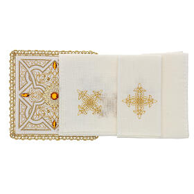Altar linens, set of 4, 100% LINEN, gold embroidery, Limited Edition
