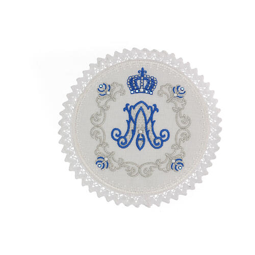 Altar linens, set of 4, 100% LINEN, rounded shapes, blue and silver embroidery, Limited Edition 1