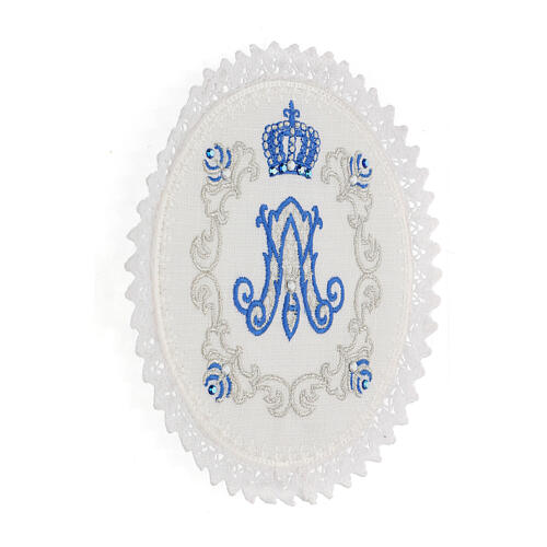 Altar linens, set of 4, 100% LINEN, rounded shapes, blue and silver embroidery, Limited Edition 3