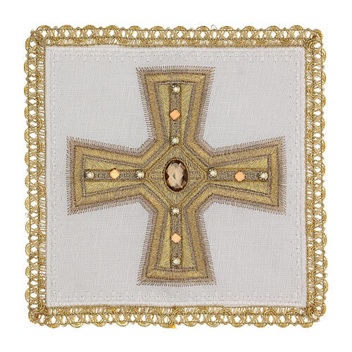Altar linens, set of 4, 100% LINEN, gold embroidery and decoration, Limited Edition 1